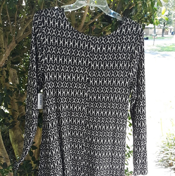 NWT OLD NAVY GEOMETRIC B&W RAYON DRESS, L - Picture 2 of 5